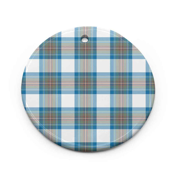 Scottish Stewart Muted Blue Clan Tartan Ceramic Ornament Circle Shape Tartan Plaid