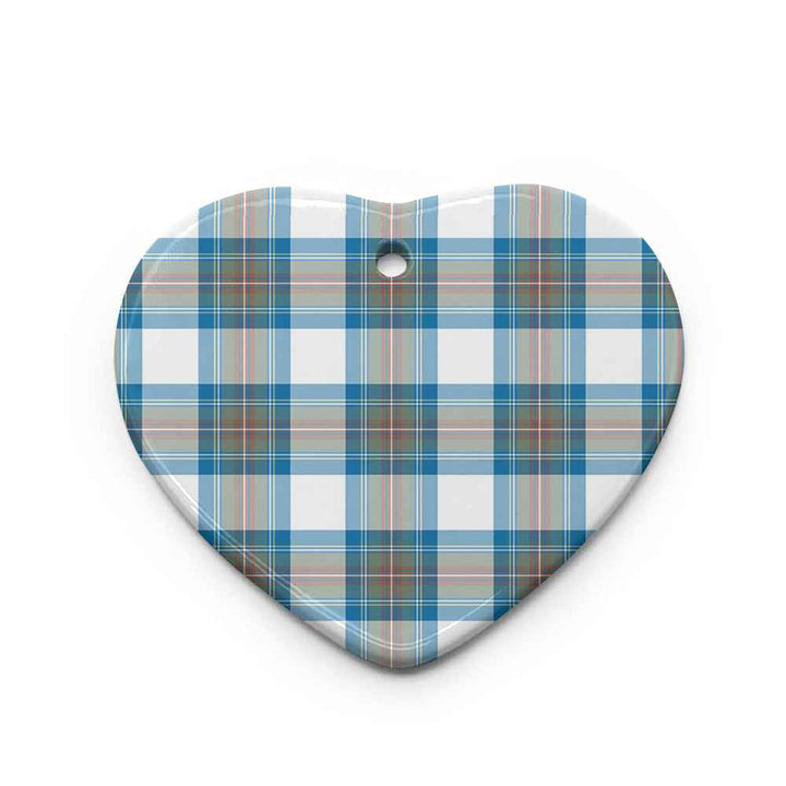 Scottish Stewart Muted Blue Clan Tartan Ceramic Ornament Heart Shape Tartan Plaid