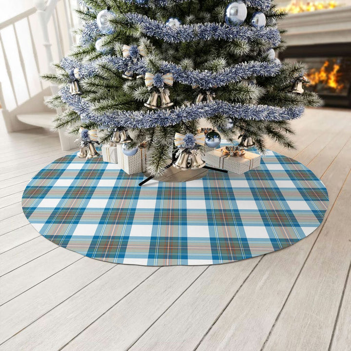 Scottish Stewart Muted Blue Clan Tartan Christmas Tree Skirt No Tassels 3 Tartan Plaid