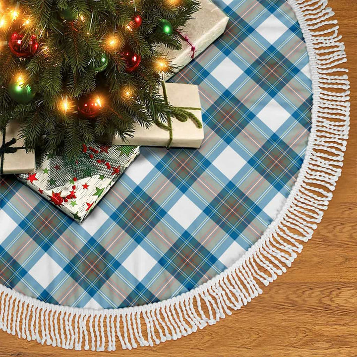 Scottish Stewart Muted Blue Clan Tartan Christmas Tree Skirt Tassels 2 Tartan Plaid