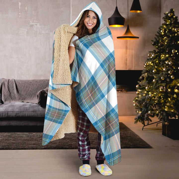 Scottish Stewart Muted Blue Clan Tartan Hooded Blanket Tartan Plaid 6