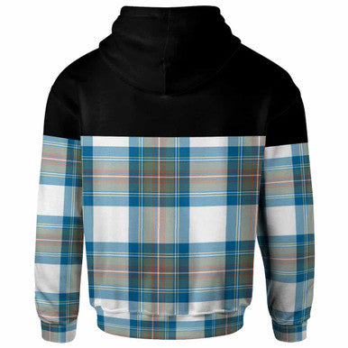 Scottish Stewart Muted Blue Clan Tartan Hoodie - Horizontal Style Back Side Tartan Plaid