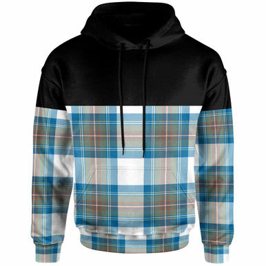 Scottish Stewart Muted Blue Clan Tartan Hoodie - Horizontal Style Front Side Tartan Plaid