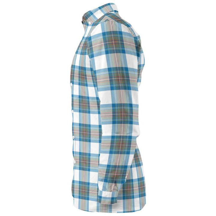 Scottish Stewart Muted Blue Clan Tartan Long Sleeve Shirt Tartan Plaid