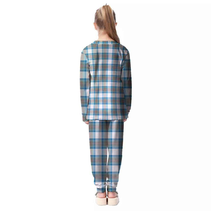 Scottish Stewart Muted Blue Clan Tartan Pajama Set Kid Back Side Tartan Plaid