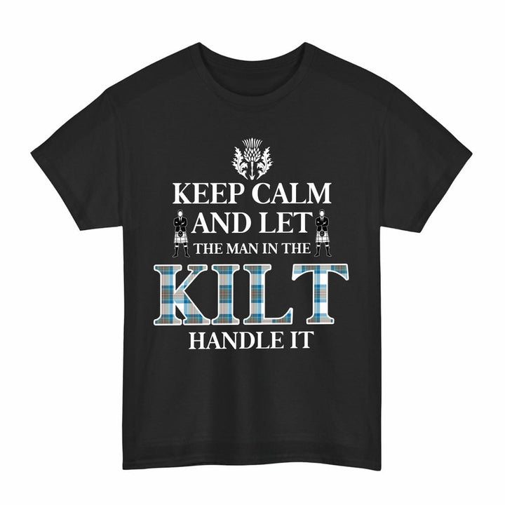 Scottish Stewart Muted Blue Clan Tartan T-Shirt - Keep Calm Tartan Plaid Black Color