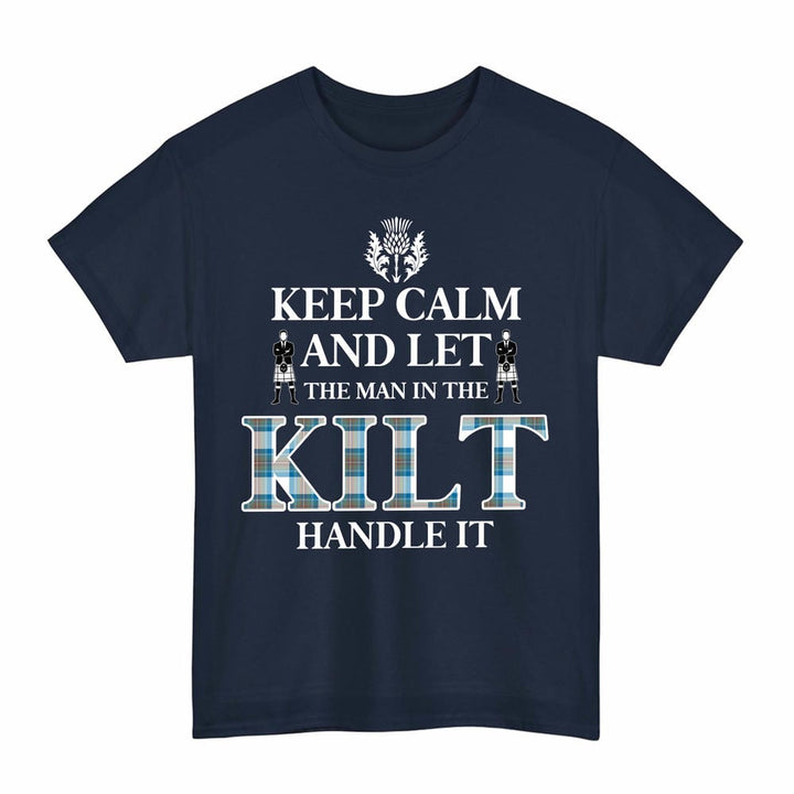 Scottish Stewart Muted Blue Clan Tartan T-Shirt - Keep Calm Tartan Plaid Navy Color