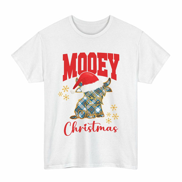 Scottish Stewart Muted Blue Clan Tartan T-Shirt - Mooey Christmas Tartan Plaid White Color