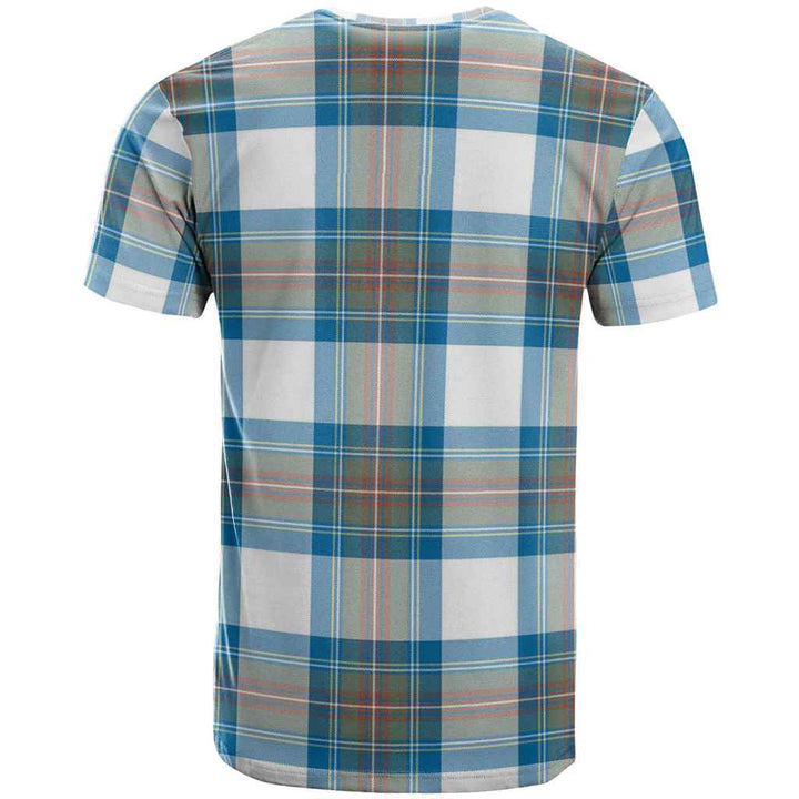 Scottish Stewart Muted Blue Clan Tartan T-Shirt Back Side Tartan Plaid