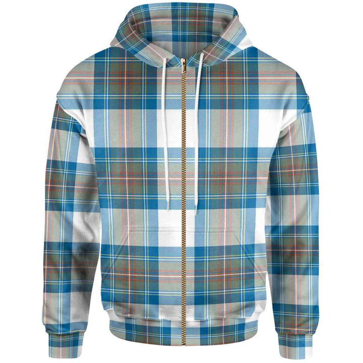 Scottish Stewart Muted Blue Clan Tartan Hoodie Zip Tartan Plaid