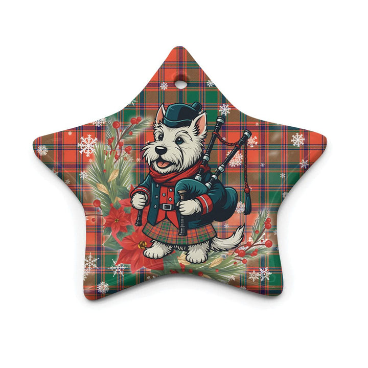 Scottish Stewart of Appin Ancient Clan Tartan Ceramic Ornament Cute Scottish Terrier Dog Star Style Tartan Plaid
