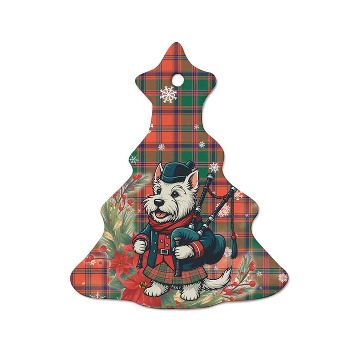 Scottish Stewart of Appin Ancient Clan Tartan Ceramic Ornament Cute Scottish Terrier Dog Tree Style Tartan Plaid