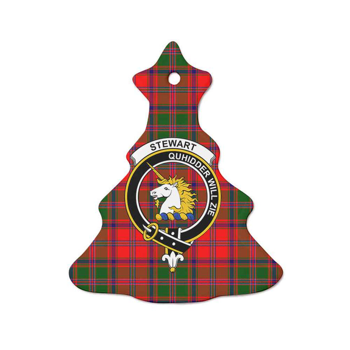 Scottish Stewart (of Appin) Clan Crest Tartan Ceramic Ornament Tree Shape Tartan Plaid
