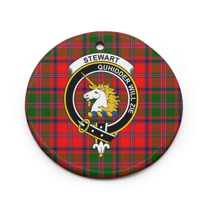 Scottish Stewart (of Appin) Clan Crest Tartan Ceramic Ornament Circle Shape Tartan Plaid