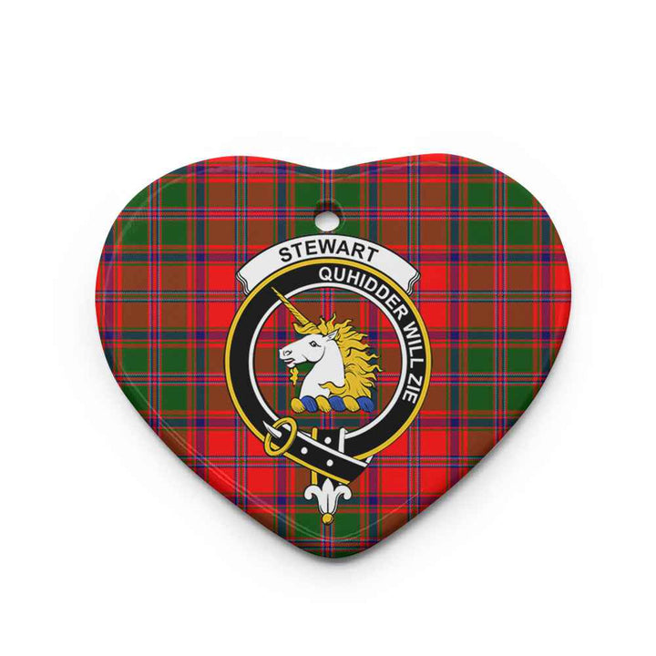 Scottish Stewart (of Appin) Clan Crest Tartan Ceramic Ornament Heart Shape Tartan Plaid
