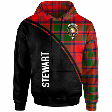 Scottish Stewart (of Appin) Clan Crest Tartan Curve Hoodie Front Side Tartan Plaid