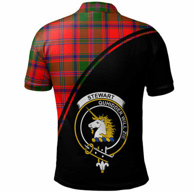 Scottish Stewart (of Appin) Clan Crest Tartan Curve Polo Shirt Back Side Tartan Plaid