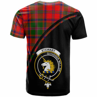 Scottish Stewart (of Appin) Clan Crest Tartan Curve T-Shirt Back Side Tartan Plaid