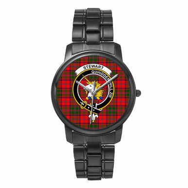 Scottish Stewart (of Appin) Clan Crest Tartan Folding Clasp Steel Quartz Watches Tartan Plaid Black 1
