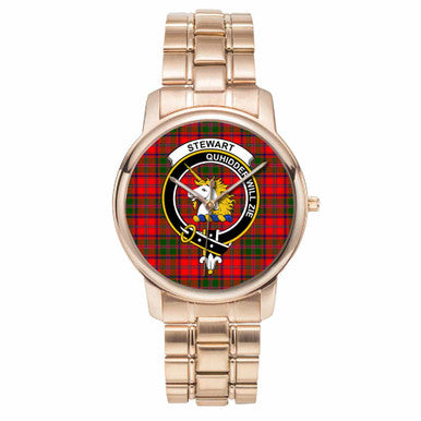 Scottish Stewart (of Appin) Clan Crest Tartan Folding Clasp Steel Quartz Watches Tartan Plaid Rose Gold 1