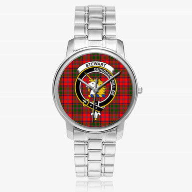 Scottish Stewart (of Appin) Clan Crest Tartan Folding Clasp Steel Quartz Watches Tartan Plaid Silver 1