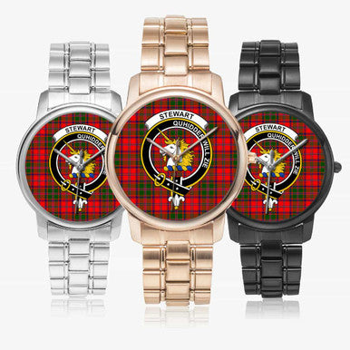 Scottish Stewart (of Appin) Clan Crest Tartan Folding Clasp Steel Quartz Watches Tartan Plaid All