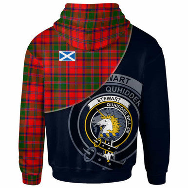 Scottish Stewart (of Appin) Clan Crest Tartan Hoodie - Bend Style Back Side Tartan Plaid