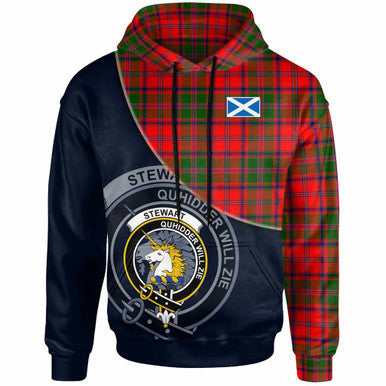 Scottish Stewart (of Appin) Clan Crest Tartan Hoodie - Bend Style Front Side Tartan Plaid