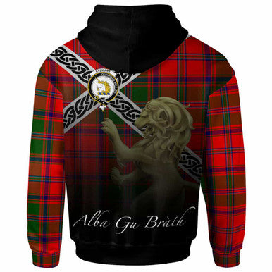 Scottish Stewart (of Appin) Clan Crest Tartan Hoodie - Scotland Lion Back Side Tartan Plaid