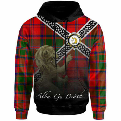 Scottish Stewart (of Appin) Clan Crest Tartan Hoodie - Scotland Lion Front Side Tartan Plaid