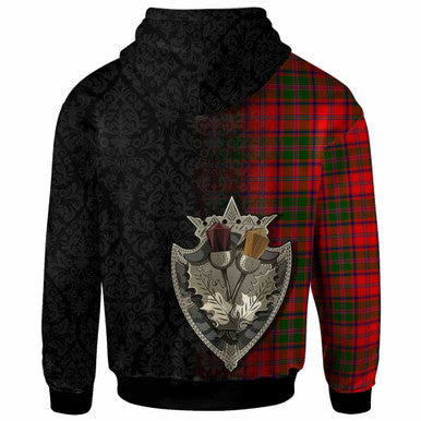 Scottish Stewart (of Appin) Clan Crest Tartan Hoodie - Half Thistle Flowers Celtic Design Back Side Tartan Plaid