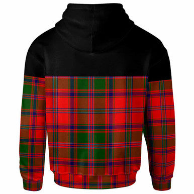 Scottish Stewart (of Appin) Clan Crest Tartan Hoodie - Horizontal Style Back Side Tartan Plaid