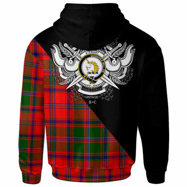 Scottish Stewart (of Appin) Clan Crest Tartan Hoodie - Military Logo Back Side Tartan Plaid