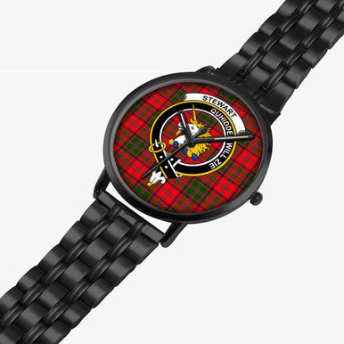 Scottish Stewart (of Appin) Clan Crest Tartan Instafamous Steel Quartz Watches Tartan Plaid Black 2