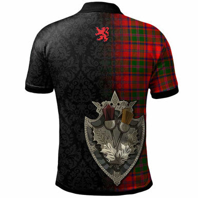 Scottish Stewart (of Appin) Clan Crest Tartan Polo Shirt - Half Thistle Flowers Celtic Design Back Side Tartan Plaid