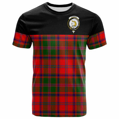 Scottish Stewart (of Appin) Clan Crest Tartan T-Shirt - Horizontal Style Front Side Tartan Plaid