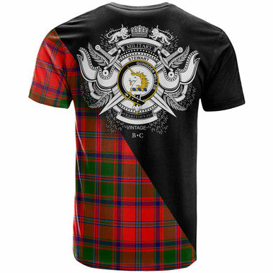 Scottish Stewart (of Appin) Clan Crest Tartan T-Shirt - Military Logo Back Side Tartan Plaid