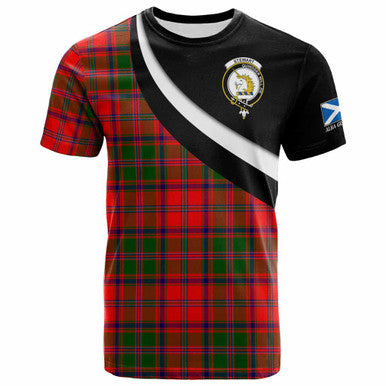 Scottish Stewart (of Appin) Clan Crest Tartan T-Shirt - Scotland Forever Style Front Side Tartan Plaid