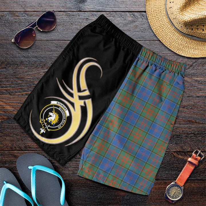 Scottish Stewart of Appin Hunting Ancient Clan Crest Tartan Believe in Me Men's Shorts