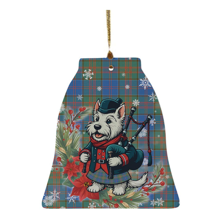 Scottish Stewart of Appin Hunting Ancient Clan Tartan Ceramic Ornament Cute Scottish Terrier Dog Bell Style Tartan Plaid
