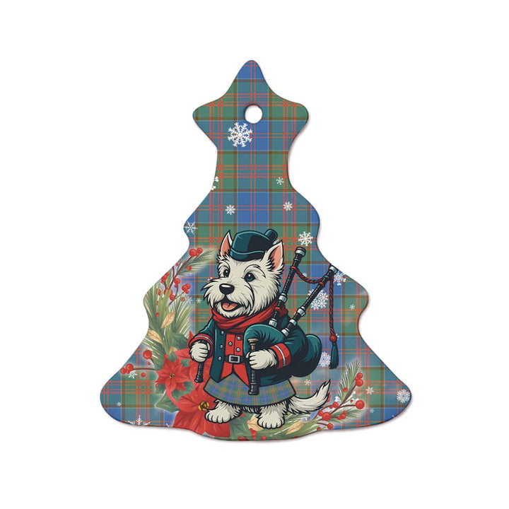 Scottish Stewart of Appin Hunting Ancient Clan Tartan Ceramic Ornament Cute Scottish Terrier Dog Tree Style Tartan Plaid