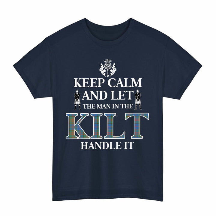 Scottish Stewart of Appin Hunting Ancient Clan Tartan T-Shirt - Keep Calm Tartan Plaid Navy Color