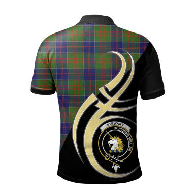 Scottish Stewart of Appin Hunting Modern Clan Crest Tartan Polo Shirt Believe in Me Back Side Tartan Plaid