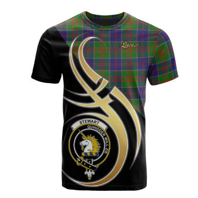Scottish Stewart of Appin Hunting Modern Clan Crest Tartan T-Shirt Believe in Me Front Side Tartan Plaid