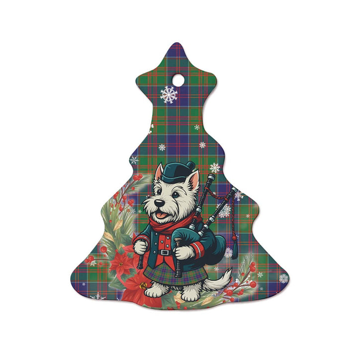 Scottish Stewart of Appin Hunting Modern Clan Tartan Ceramic Ornament Cute Scottish Terrier Dog Tree Style Tartan Plaid