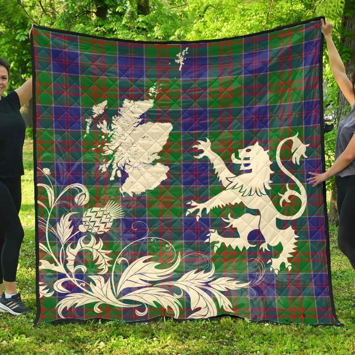 Scottish Stewart of Appin Hunting Modern Clan Tartan Quilt Rampant Lion with Thistle Tartan Plaid 1