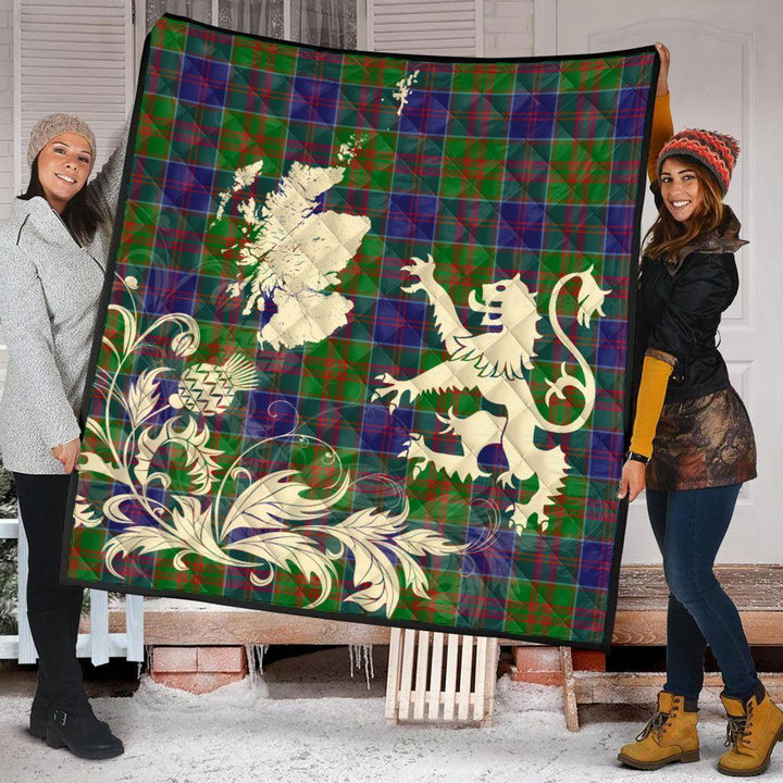 Scottish Stewart of Appin Hunting Modern Clan Tartan Quilt Rampant Lion with Thistle Tartan Plaid 2