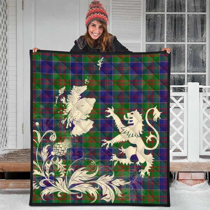 Scottish Stewart of Appin Hunting Modern Clan Tartan Quilt Rampant Lion with Thistle Tartan Plaid 3