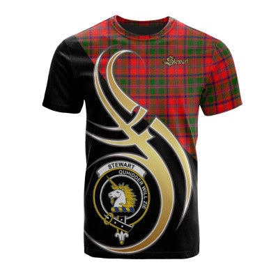 Scottish Stewart of Appin Modern Clan Crest Tartan T-Shirt Believe in Me Front Side Tartan Plaid