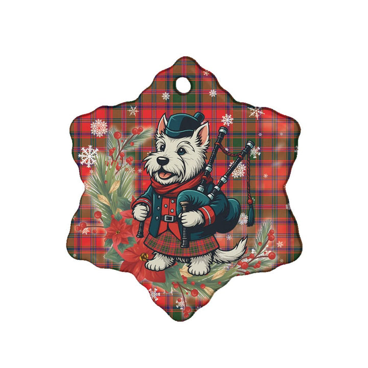 Scottish Stewart of Appin Modern Clan Tartan Ceramic Ornament Cute Scottish Terrier Dog Snow Flake Style Tartan Plaid
